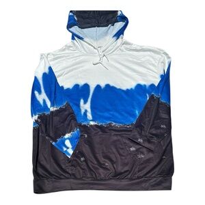 Size XL Hoodie Tie-Dye Blue White Black Silky Outside Soft Inside New No Tags